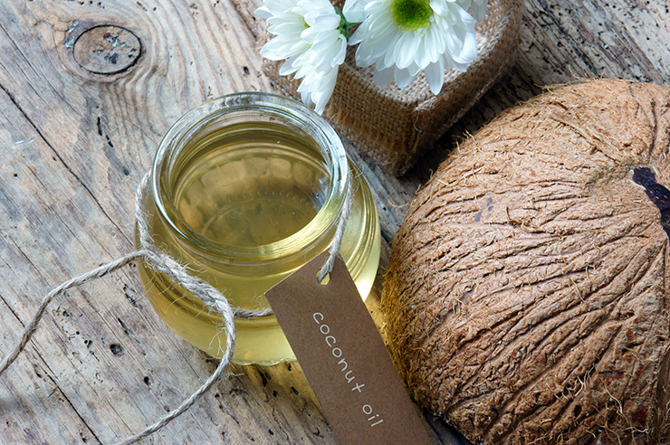 Coconut oil, essential oil, organic cosmetic